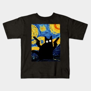 Cat Pew Pew Madafakas - Starry Night Cat Kids T-Shirt